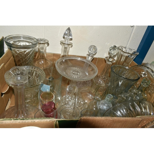 581 - FIVE BOXES OF CERAMICS AND GLASSWARE, to include a Copeland Spode 'Newburyport' pattern tea set, a b... 