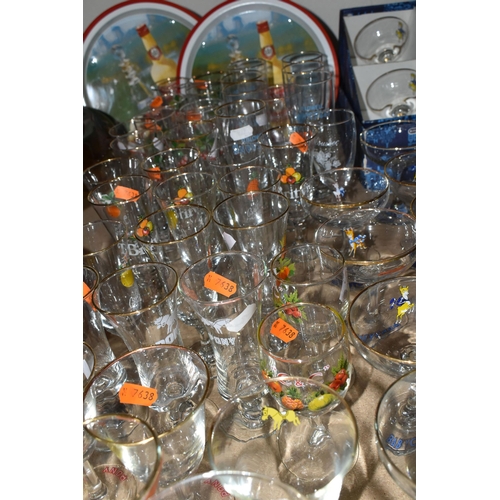 604 - A COLLECTION OF BABYCHAM AND SIMILAR VINTAGE BREWERIANA, to include twelve 1950s Babycham glasses wi... 