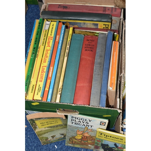 608 - FIVE BOXES OF CHILDREN'S BOOKS & MAGAZINES to include classic stories, vintage and modern annuals, l... 