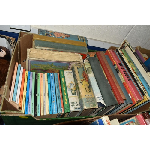 608 - FIVE BOXES OF CHILDREN'S BOOKS & MAGAZINES to include classic stories, vintage and modern annuals, l... 