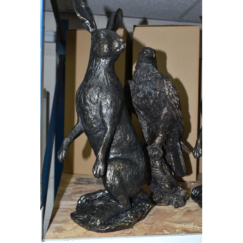 612 - FOUR BOXED BRONZED RESIN FIGURES, 'Studio Bronze - Border Fine Arts' comprising two A28769 Large Har... 