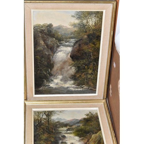 622 - A SMALL QUANTITY OF PAINTINGS AND PRINTS ETC, to include two R. Wilson waterfall landscapes depictin... 