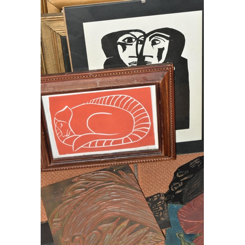 637 - HEINKE JENKINS (1937-2023) FOUR SIGNED LINOCUT PRINTS, comprising 'Shelter' 2/4 dated 2009, approxim... 