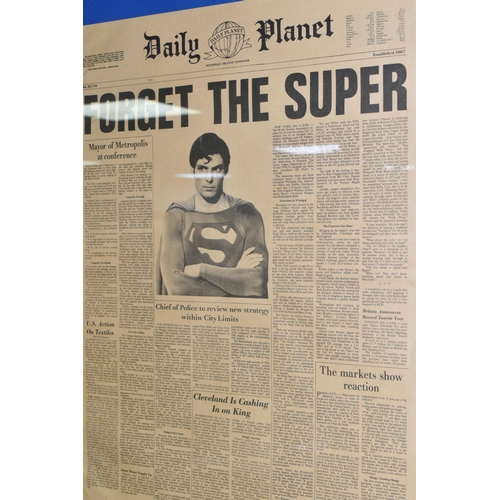 649 - SUPERMAN  'DAILY PLANET - FORGET THE SUPER' PROP NEWSPAPER, possibly from the 1977 film and featurin... 