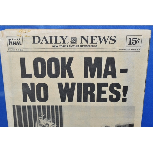 650 - SUPERMAN 'DAILY NEWS - LOOK MA - NO WIRES' PROP NEWSPAPER, possibly from the 1977 film with a graphi... 