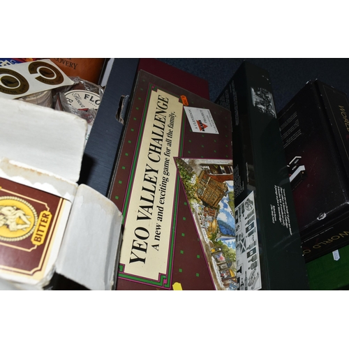 657 - THREE BOXES OF BREWERIANA AND RELATED EPHEMERA, to include a collection of beer mats, tankards inclu... 