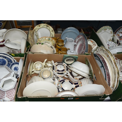 661 - SIX BOXES AND LOOSE DINNER WARES, to include forty eight pieces of Adams 'Cornwall' pattern, other A... 