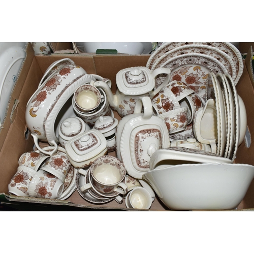 661 - SIX BOXES AND LOOSE DINNER WARES, to include forty eight pieces of Adams 'Cornwall' pattern, other A... 