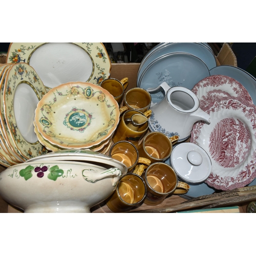 661 - SIX BOXES AND LOOSE DINNER WARES, to include forty eight pieces of Adams 'Cornwall' pattern, other A... 