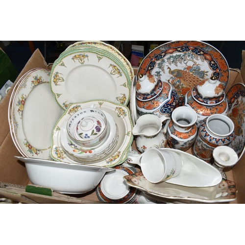 661 - SIX BOXES AND LOOSE DINNER WARES, to include forty eight pieces of Adams 'Cornwall' pattern, other A... 