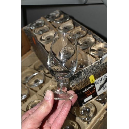 680 - TEN BOXES OF DRINKING GLASSES, a large quantity, to include sets of clear pub glasses, sherry schoon... 