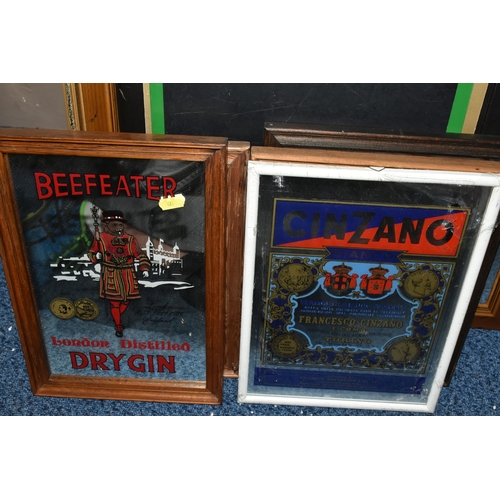 681 - A QUANTITY OF ALCOHOL ADVERTISING PRINTS AND MIRRORS, mirrors include James McGregor Highland whisky... 