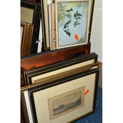 682 - A SMALL QUANTITY OF PAINTINGS AND PRINTS, to include a watercolour detail of Worcester signed R.D.H.... 