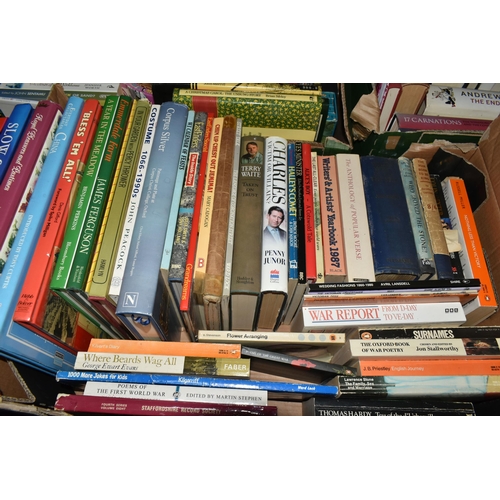 691 - SIX BOXES OF ASSORTED BOOKS, to include a box of cookery books, other subjects include biographies, ... 