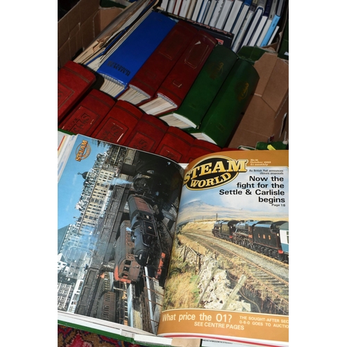 700 - SIXTEEN BOUND VOLUMES OF STEAM RAILWAY AND STEAM WORLD MAGAZINES ETC  (2 BOXES)