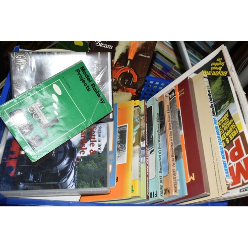 713 - THREE BOXES OF BOOKS & MAGAZINES on the subject of RAILWAYS containing over 100 miscellaneous titles... 