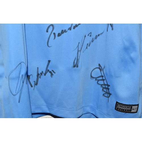 728 - FOUR SIGNED COVENTRY CITY REPLICA HOME FOOTBALL SHIRTS, all date from the 21st Century and are signe... 