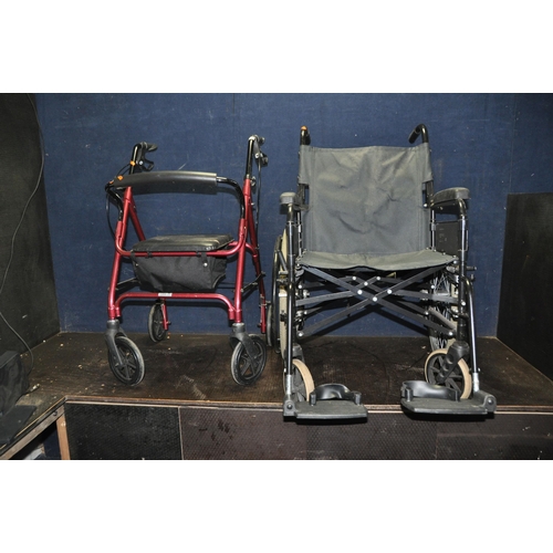 1065 - AN INVACARE DUO HD FOLDING WHEELCHAIR with two footrests and a Days travelator (2)