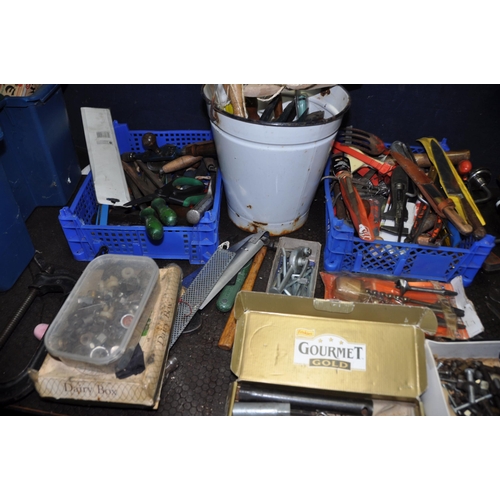 1066 - A COLLECTION OF TOOLS AND HARDWARE including a Black and Decker KD163E drill (PAT pass and working),... 