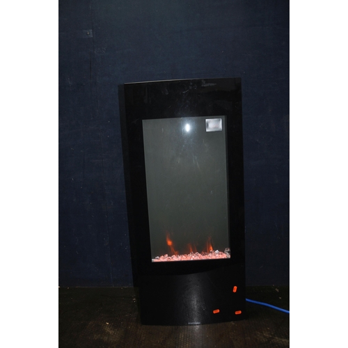 1069 - A FOCALPOINT EF11-16 MODERN GLASS FIRE EFFECT HEATER with 'crystal coals', colour change lighting, c... 