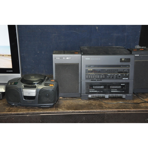 1084 - A SANYO CES26WSD7 26in TV with remote, a Sanyo DVD player (no remote), a Matsui portable Hi Fi and a... 