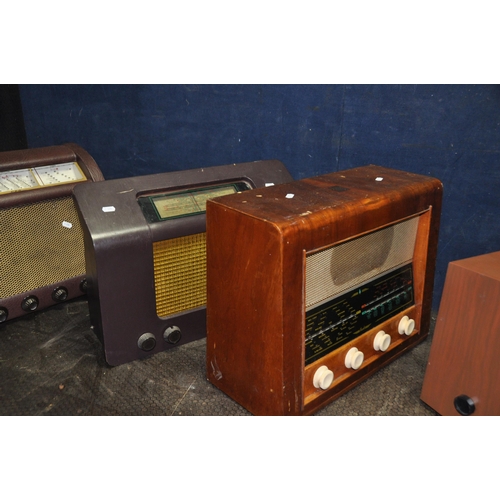 1107 - FIVE VINTAGE VALVE RADIOS comprising of a Ferguson 238a, a Pye P75, a Bush AC34, a Murphy A168M and ... 