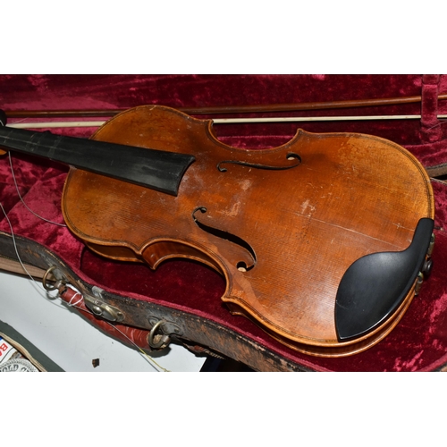 465 - A HANS SCHIRMER VIOLIN WITH JOSEF KLOTZ PAPER LABEL, approximate length of body 36cm, total length 5... 