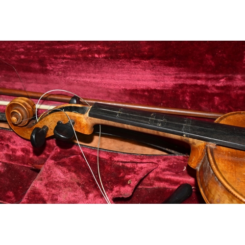 465 - A HANS SCHIRMER VIOLIN WITH JOSEF KLOTZ PAPER LABEL, approximate length of body 36cm, total length 5... 