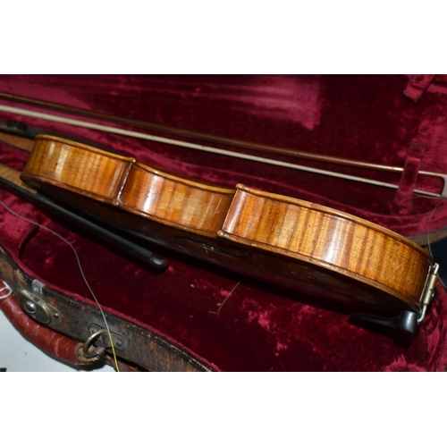 465 - A HANS SCHIRMER VIOLIN WITH JOSEF KLOTZ PAPER LABEL, approximate length of body 36cm, total length 5... 