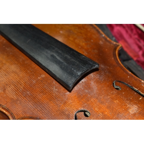 465 - A HANS SCHIRMER VIOLIN WITH JOSEF KLOTZ PAPER LABEL, approximate length of body 36cm, total length 5... 