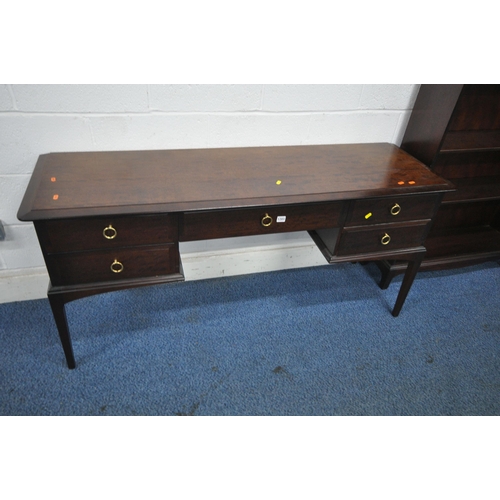 1203 - THREE PIECES OF STAG MINSTREL FURNITURE, to include a dressing table, fitted with five drawers on ta... 