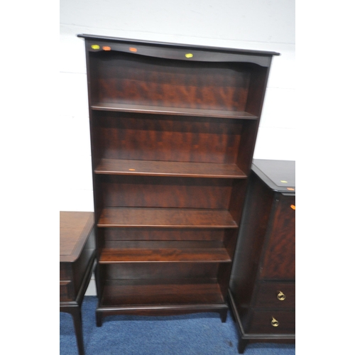 1203 - THREE PIECES OF STAG MINSTREL FURNITURE, to include a dressing table, fitted with five drawers on ta... 