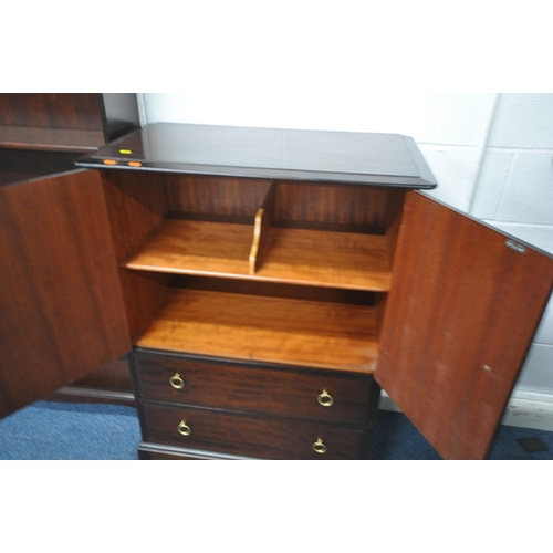 1203 - THREE PIECES OF STAG MINSTREL FURNITURE, to include a dressing table, fitted with five drawers on ta... 