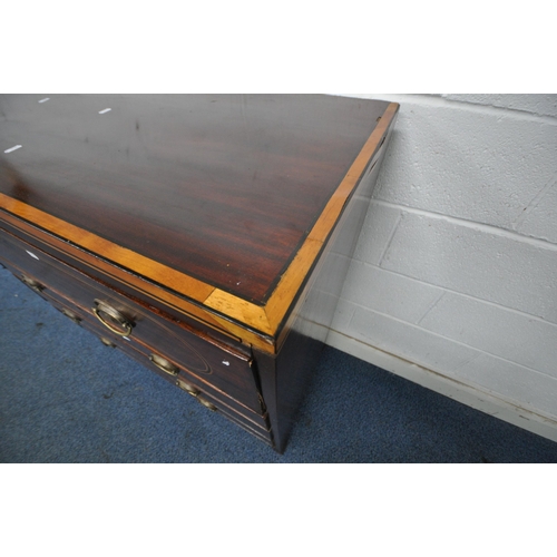 1209 - A GEORGIAN MAHOGANY SECRETAIRE CHEST, the top drawer with a fall front door, enclosing a fitted inte... 