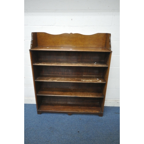 1210 - A 20TH CENTURY OAK FIVE TIER OPEN BOOKCASE, with a raised back, width 122cm x depth 31cm x height 14... 