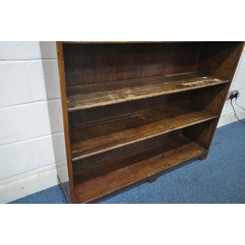 1210 - A 20TH CENTURY OAK FIVE TIER OPEN BOOKCASE, with a raised back, width 122cm x depth 31cm x height 14... 