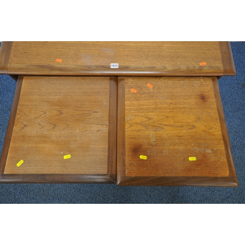 1213 - A MID CENTURY G PLAN TEAK NEST OF THREE TABLES, largest width 100cm x depth 50cm x height 50cm (cond... 