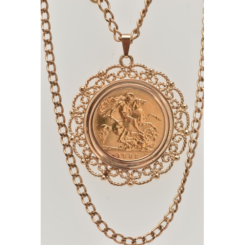 3 - A HALF SOVEREIGN PENDANT AND CHAIN, half sovereign depicting Queen Elizabeth II obverse, George and ... 