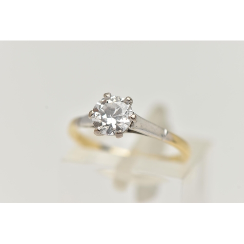 30 - A SINGLE STONE DIAMOND RING, the brilliant cut diamond within a six claw setting, estimated diamond ... 