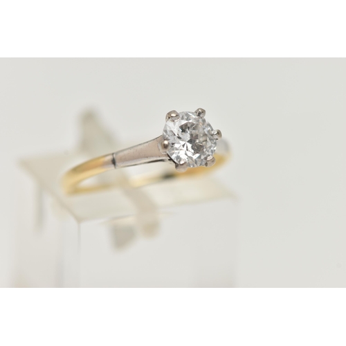 30 - A SINGLE STONE DIAMOND RING, the brilliant cut diamond within a six claw setting, estimated diamond ... 