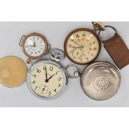 40 - A SELECTION OF POCKET WATCHES, to include a late Victorian silver pocket watch, the enamel dial with... 