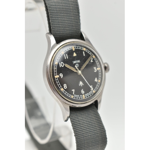 7 - A SMITHS BRITISH MILITARY WRISTWATCH, the matt black dial, with Military arrow, circled T, white Ara... 