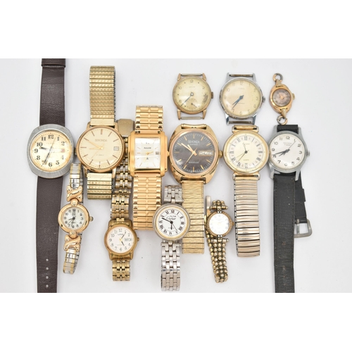 49 - ASSORTED WRISTWATCHES IN A SMALL PLASTIC BOX, ladies and gents watches, to include a gents gold plat... 