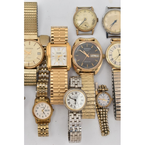 49 - ASSORTED WRISTWATCHES IN A SMALL PLASTIC BOX, ladies and gents watches, to include a gents gold plat... 