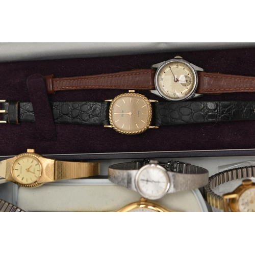 54 - A BOX OF ASSORTED WRISTWATCHES, nine wristwatches, ladies and gents, names to include Ingersoll, Sek... 