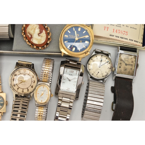 62 - A SELECTION OF WATCHES, to include a Bulova digital LCD quartz wristwatch with fitted box and bookle... 