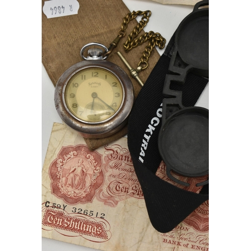 65 - AN OPEN FACE POCKET WATCH AND OTHER ITEMS, a 'Services Army' open face pocket watch, together with c... 