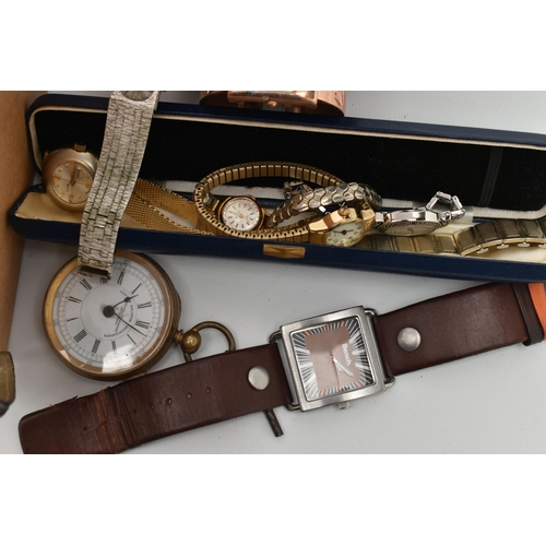 66 - A BOX OF ASSORTED WRISTWATCHES, a selection of ladies and gents wristwatches, names to include Rotar... 