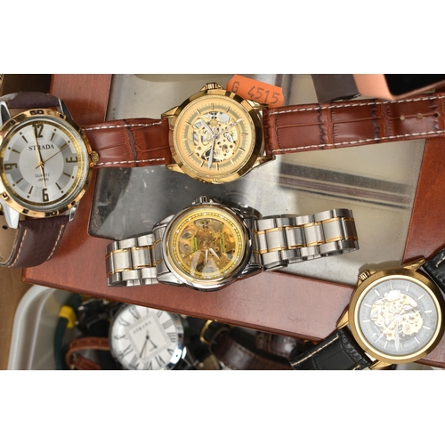 67 - A BOX OF ASSORTED WRISTWATCHES, names to include Swatch, Casio, Timberland, Strada, together with a ... 