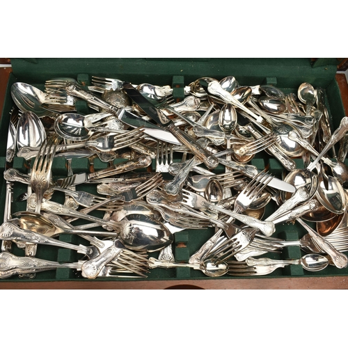 77 - A CANTEEN OF EPNS CUTLERY AND FURTHER PLATED TABLEWARE, the canteen with Kings Pattern cutlery to in... 